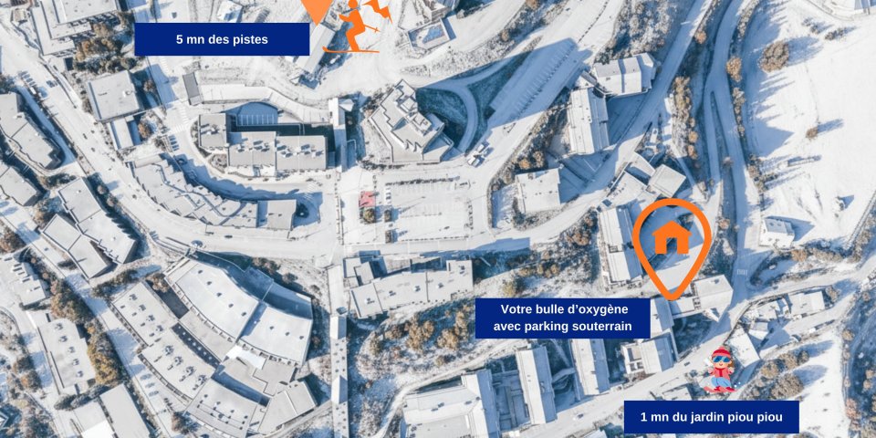 Plan de situation appartement-jardin des piou piou-pistes