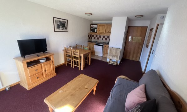 Découvrez ce charmant appartement 2 pièces comprenant une chambre avec lit double et grand placard. La pièce de vie spacieuse dispose d'un canapé convertible et d'une cuisine entièrement équipée. Vous apprécierez les toilettes séparées et la salle de bain avec baignoire, offrant tout le confort nécessaire pour un séjour agréable.